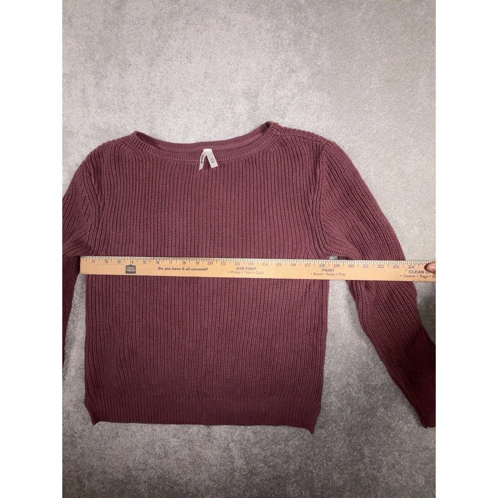 pact crew neck ribbed knit organic cotton mauve sweater small - Picture 5 of 7